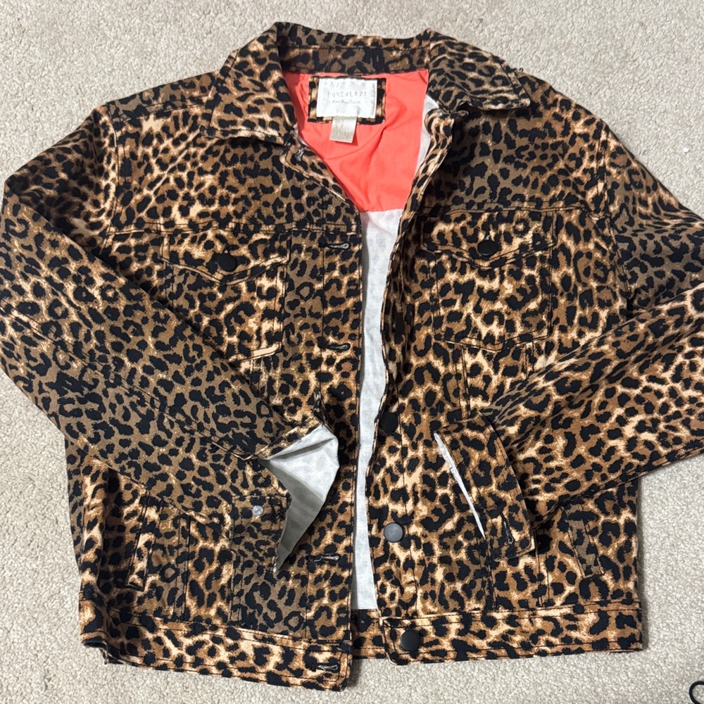 Forever 21 Animal Print Jean Jacket